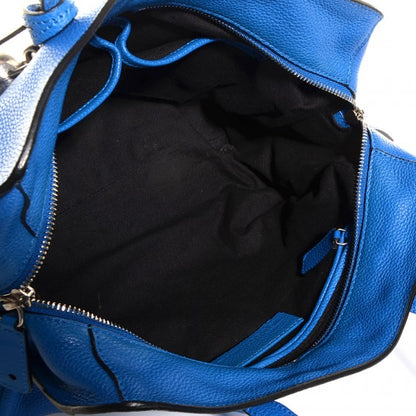 Alexander McQueen Pebbled Calfskin Small Skull Padlock Zip Around Tote Blue 5 of 9