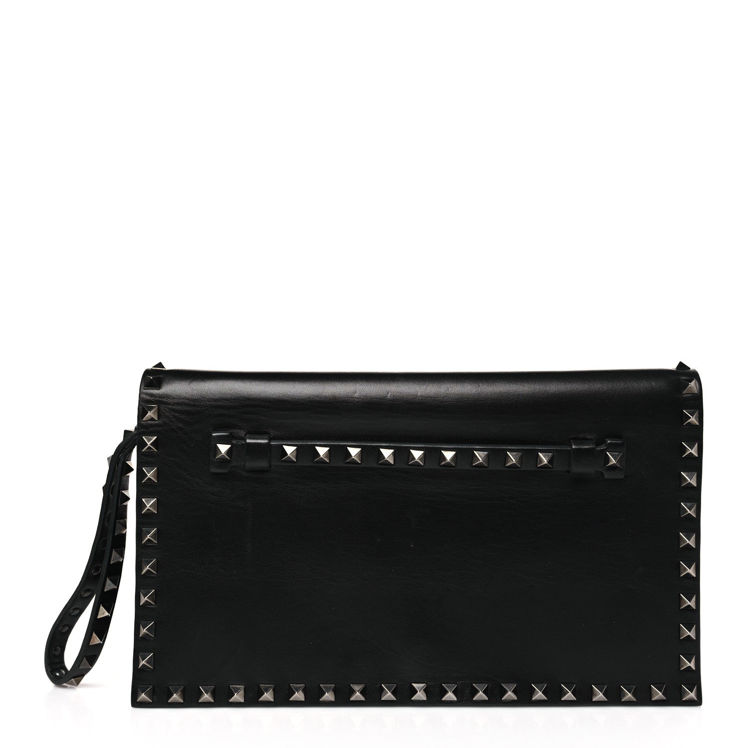 Valentino Garavani Nappa Rockstud Wristlet Clutch Black 1 of 8