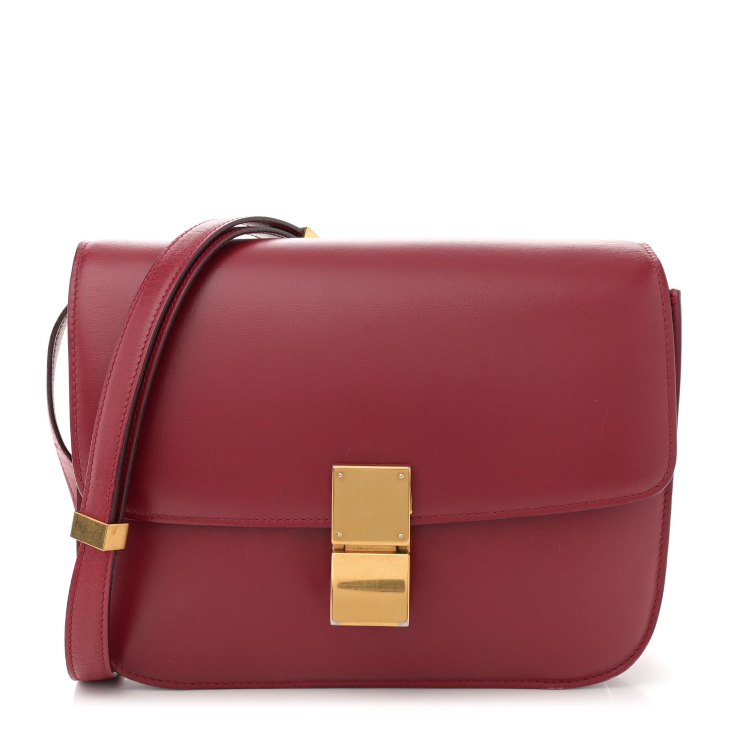 Box Calfskin Medium Classic Box Flap Bag Burgundy