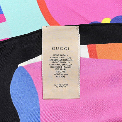 Gucci Silk Twill Guccissimo Square Scarf Fuxia Yellow 3 of 6