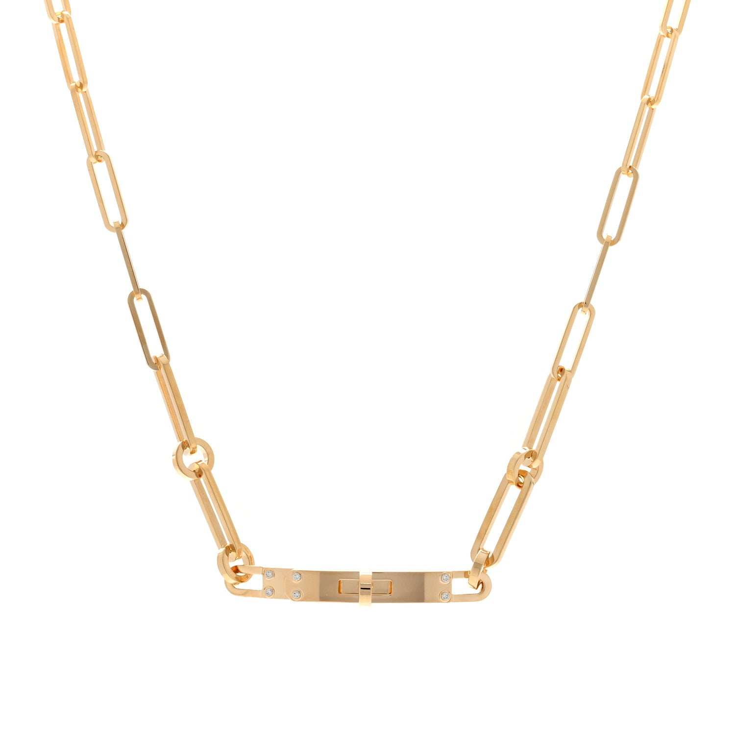 Hermes 18K Yellow Gold Diamond Kelly Chaine Choker Necklace 1 of 5