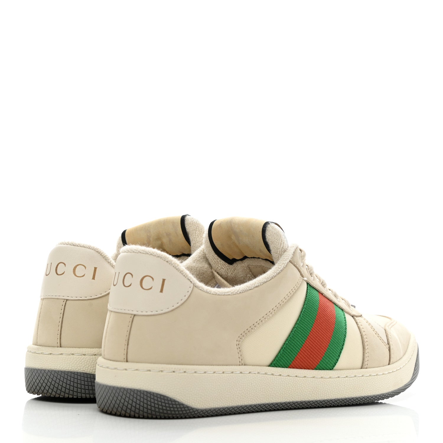 Gucci Nylon Nubuck Web Womens Screener Sneakers 35 Mystic White Dusty Milk 4 of 9