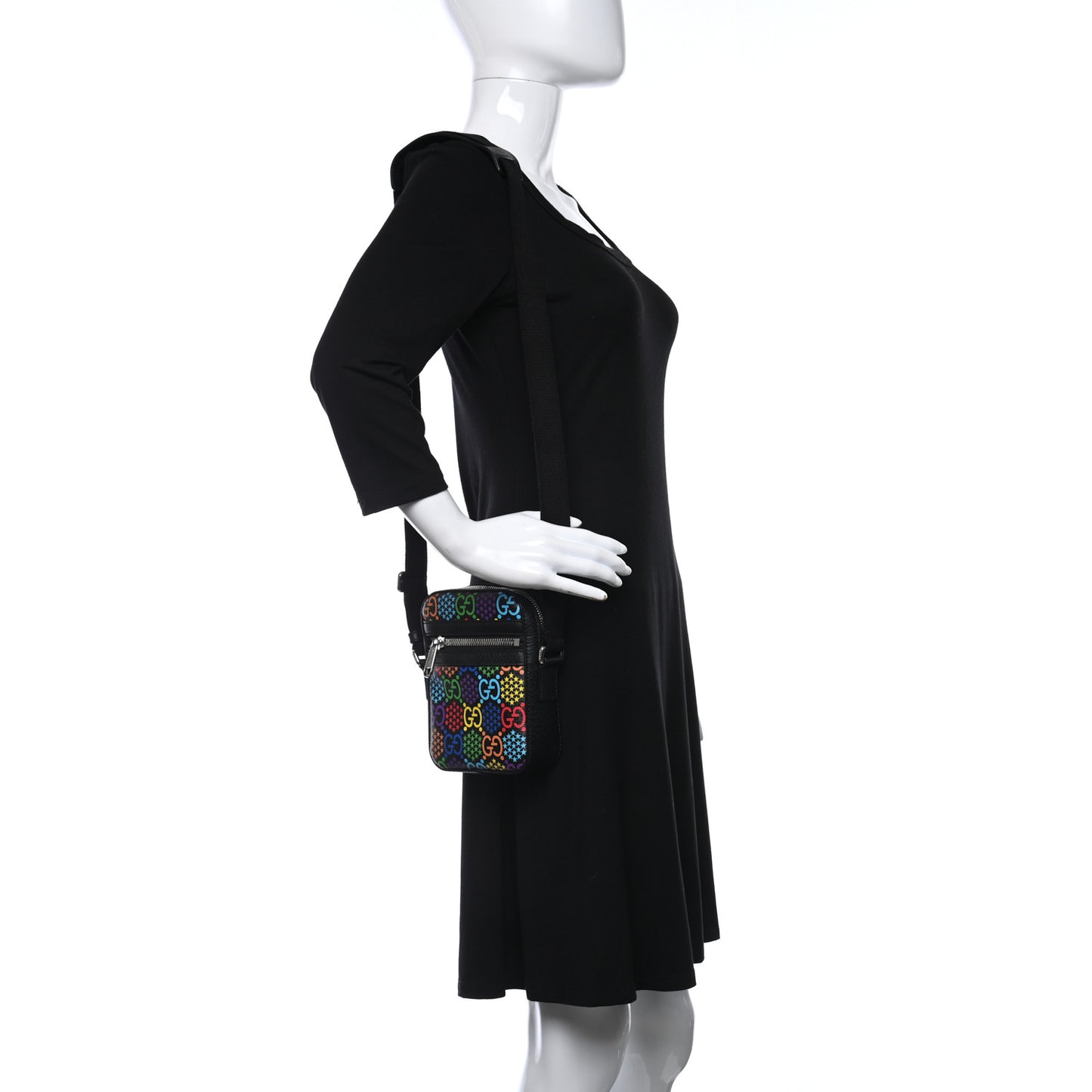 GG Supreme Monogram Psychedelic Messenger Bag Black