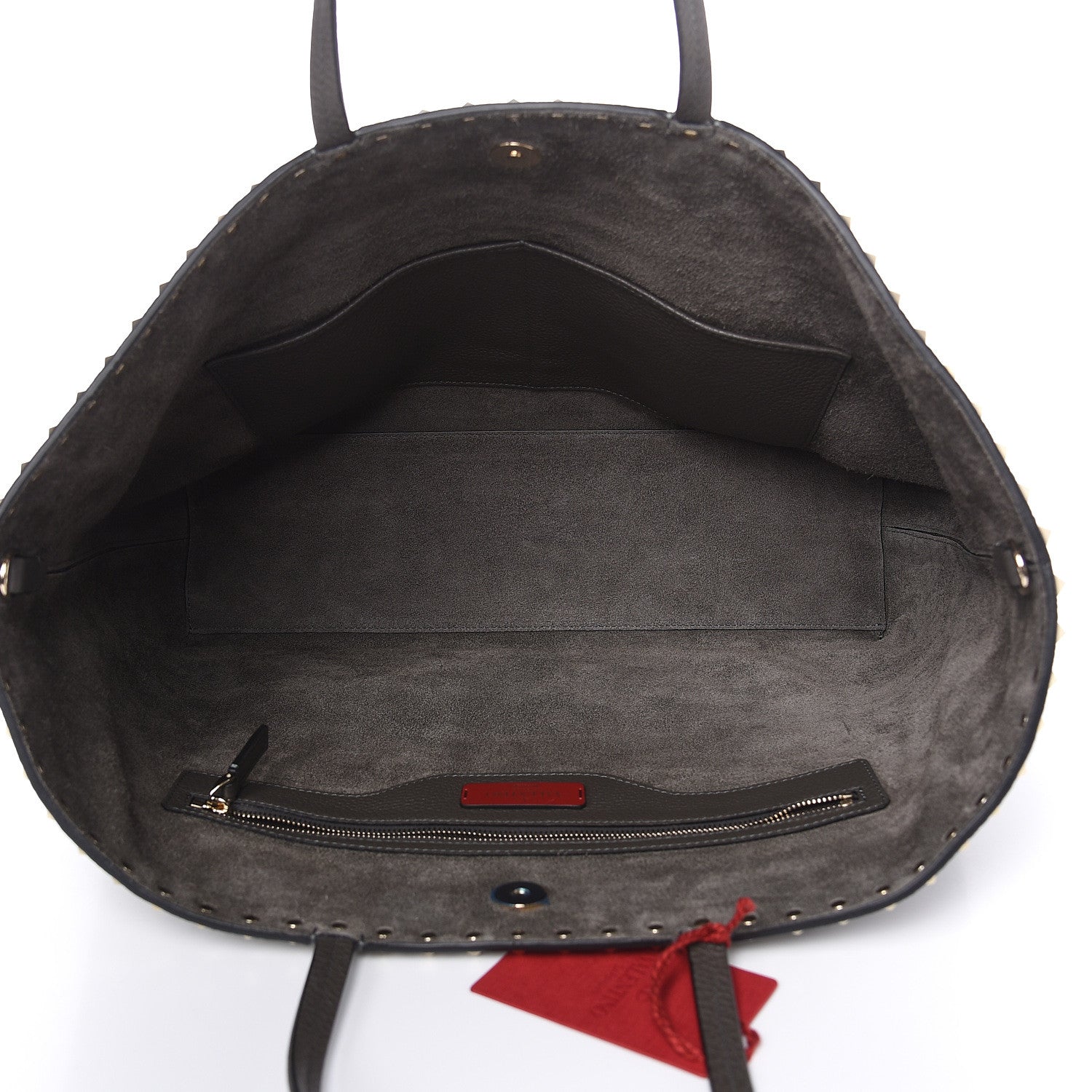 Valentino Garavani Grained Calfskin Rockstud Shoulder Tote Graphite 5 of 9
