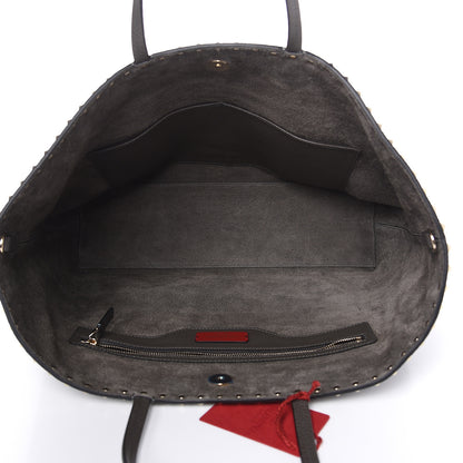 Valentino Garavani Grained Calfskin Rockstud Shoulder Tote Graphite 5 of 9