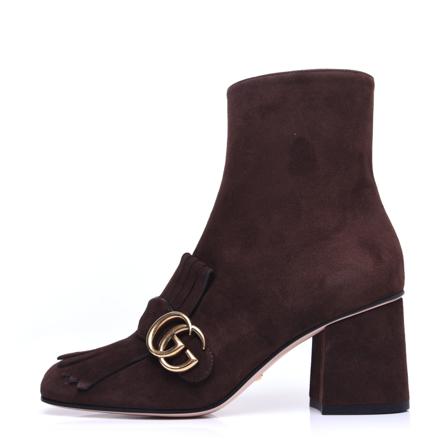 Gucci Kid Scamosciato GG Marmont Fringe 75mm Ankle Boots 38 Cocoa 1 of 13