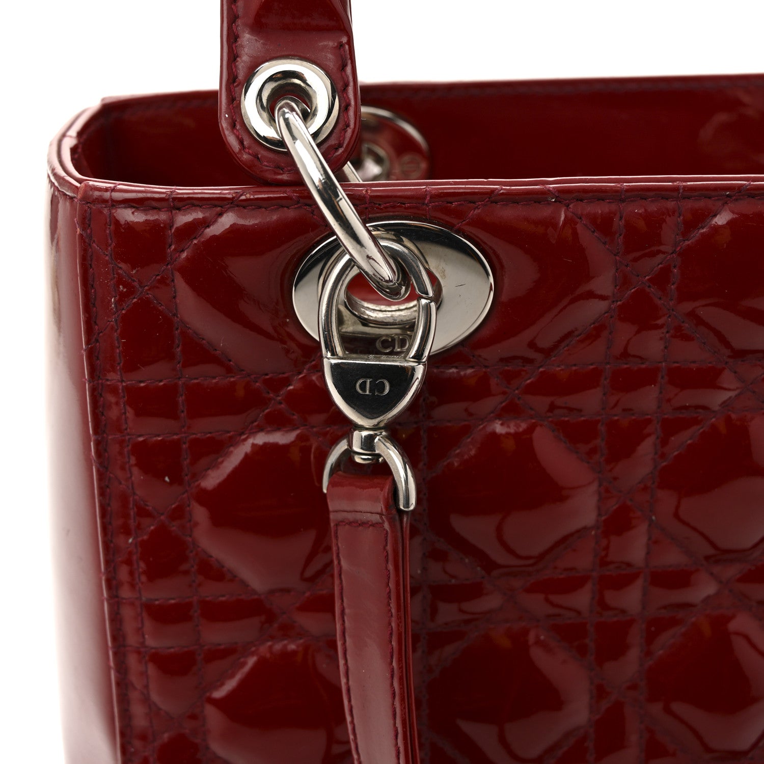 Christian Dior Patent Cannage Medium Lady Dior Red 16 of 17