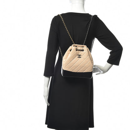 Chanel Aged Calfskin Quilted Small Gabrielle Backpack Beige Black 2 of 11