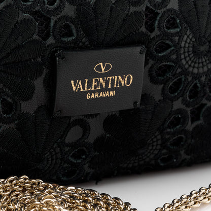 Valentino Garavani VALENTINO GARAVANI Lambskin Lace Large Girello Flap Black 7 of 11