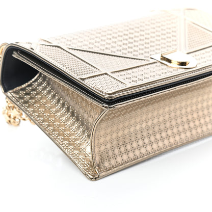 Christian Dior Metallic Patent Micro-Cannage Medium Diorama Flap Bag Gold 7 of 8