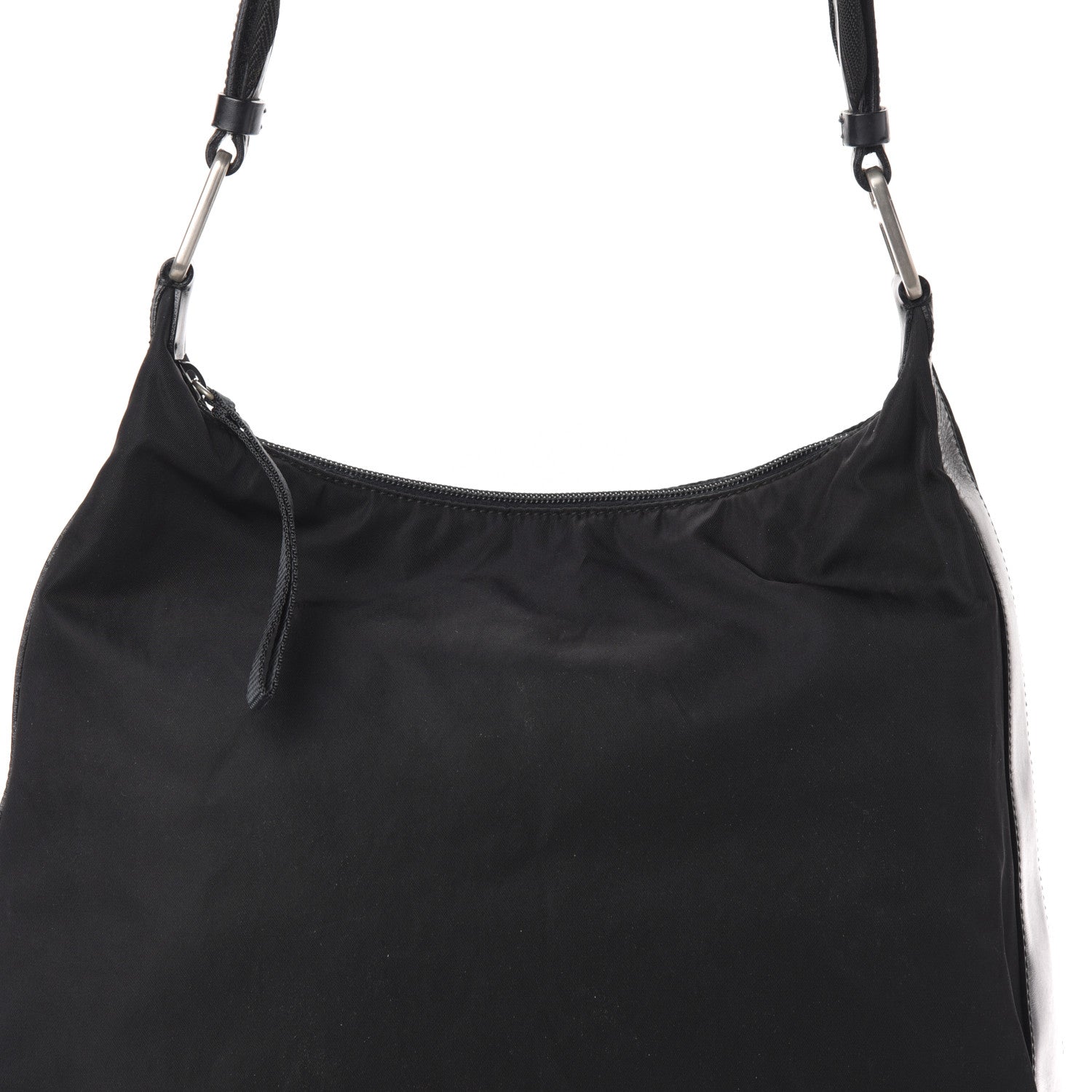 Prada Tessuto Nylon Calfskin Hobo Black 5 of 9