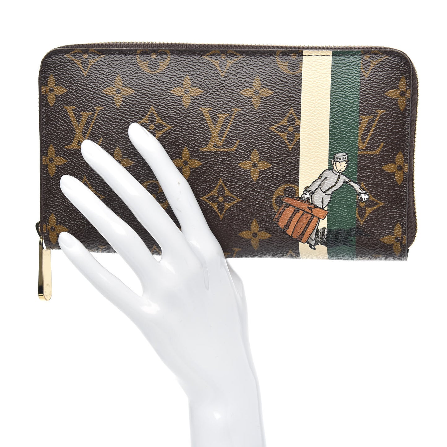 Monogram Groom Zippy Organizer Wallet Green