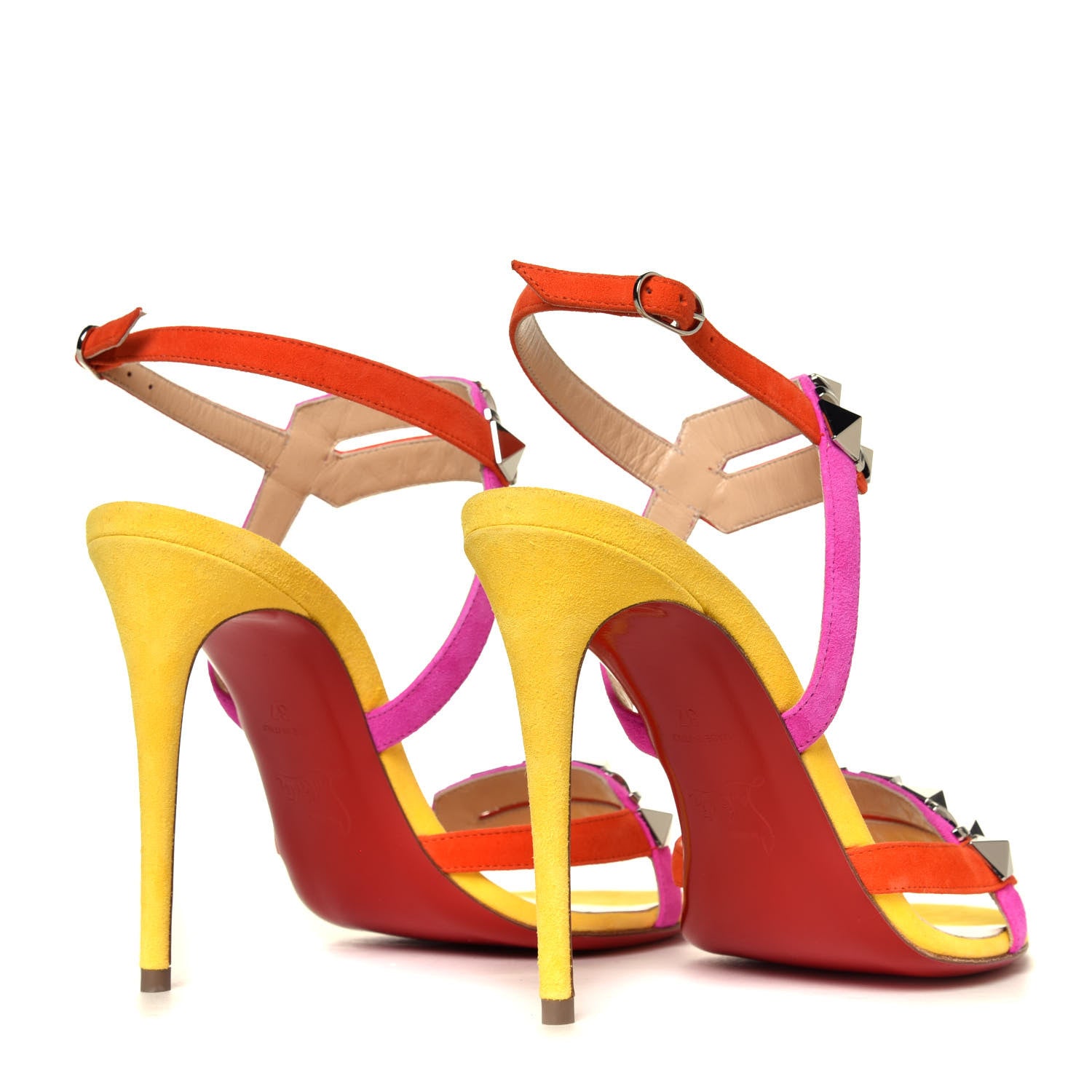 Christian Louboutin Suede Calfskin Studded Galerietta 100 Sandals 37 Version Multicolor 6 of 12