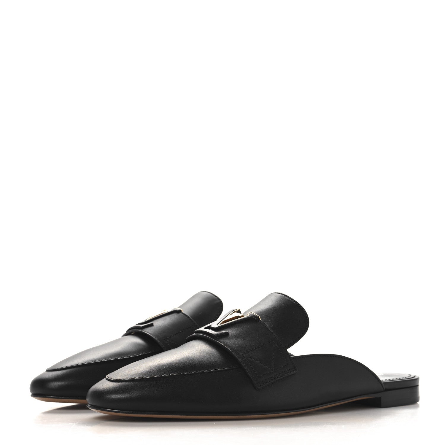 Louis Vuitton Calfskin LV Mare Open Back Loafers 40 Black 4 of 9