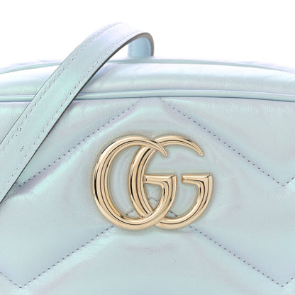 Gucci Iridescent Nappa Chevron Matelasse Small GG Marmont Chain Shoulder Bag Iridescent Snow Light Blue 8 of 11