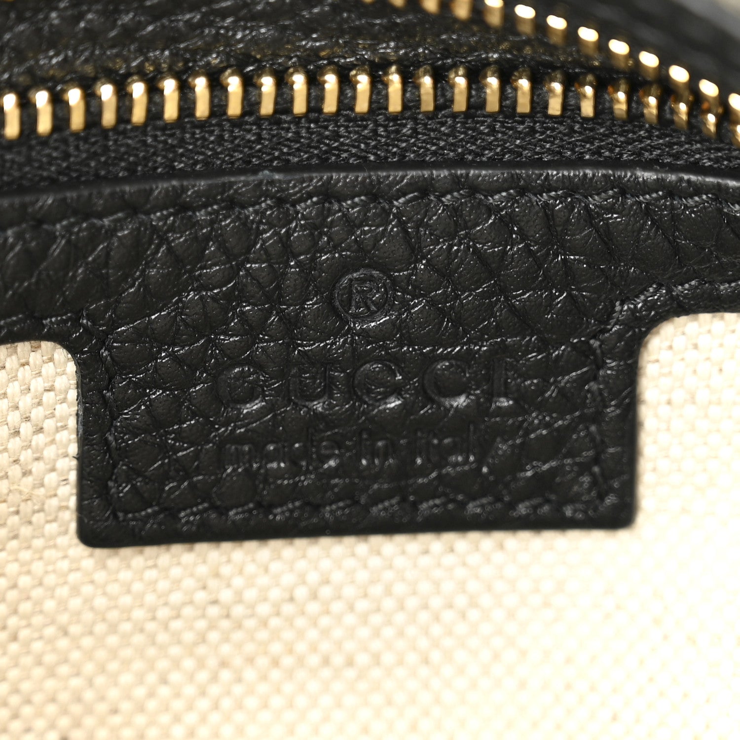 Gucci GG Grainy Calfskin Emblem Small Half Moon Shoulder Bag Black 6 of 10