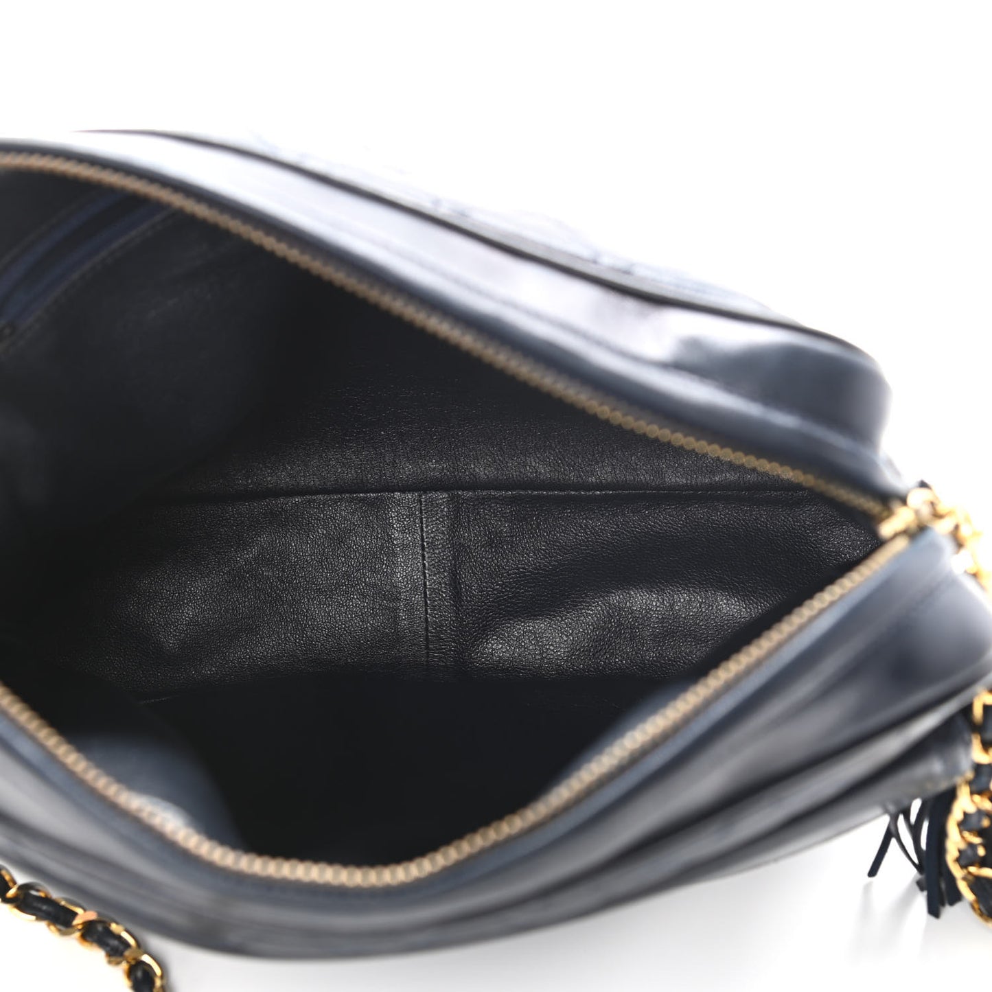 Lambskin Quilted Tassel Camera Case Navy