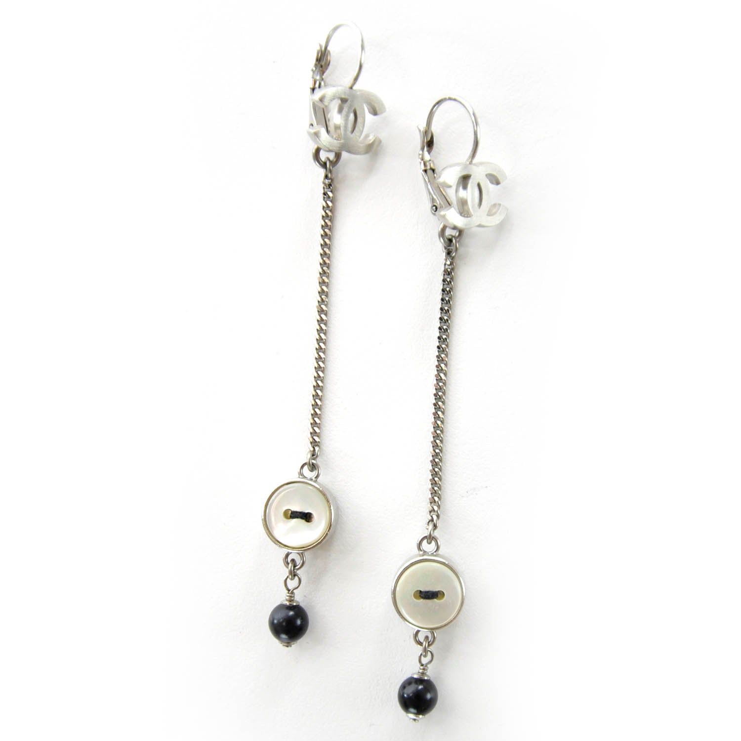 Chanel CC Button Dangle Earrings 1 of 5
