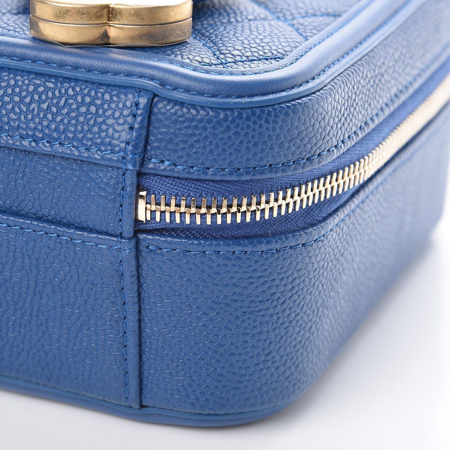 Chanel Caviar Quilted Medium CC Filigree Vanity Case Dark Blue 9 of 10