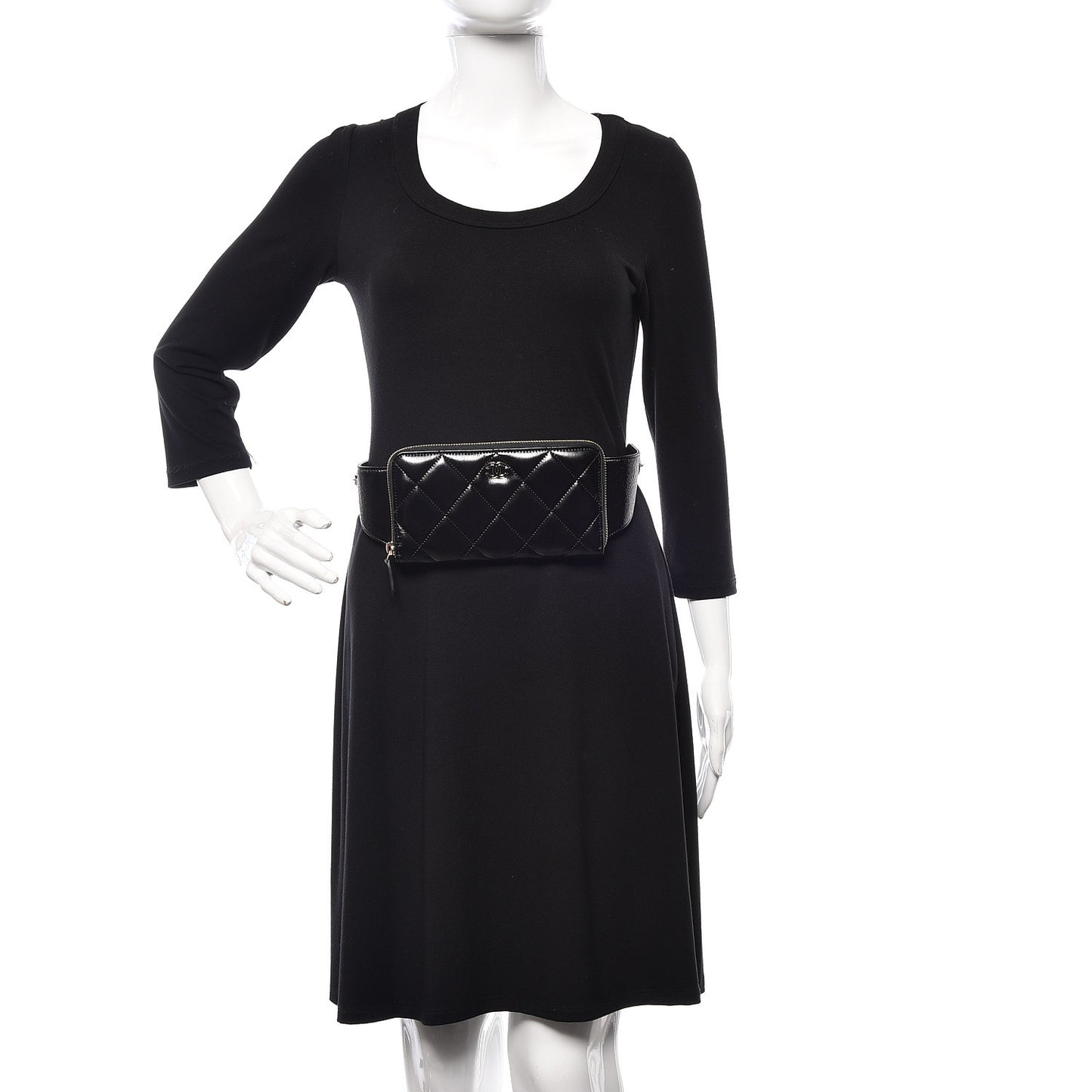 Glazed Lambskin Quilted Waist Bag Black