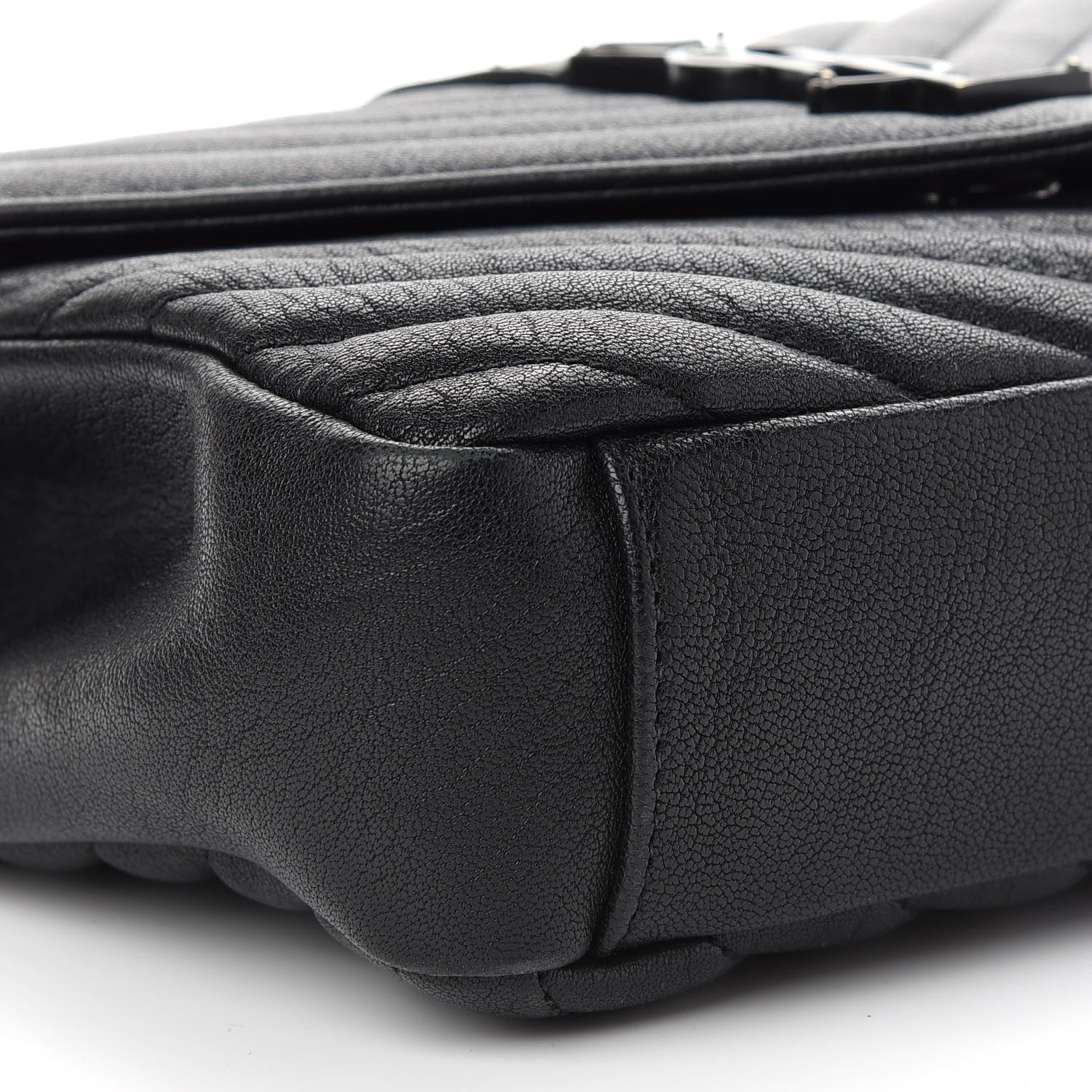 Saint Laurent Sheepskin Matelasse Chevron Monogram Monochrome Medium College Bag Black 8 of 12