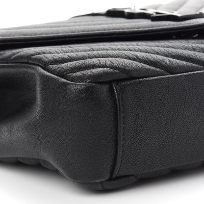 Saint Laurent Sheepskin Matelasse Chevron Monogram Monochrome Medium College Bag Black 8 of 12