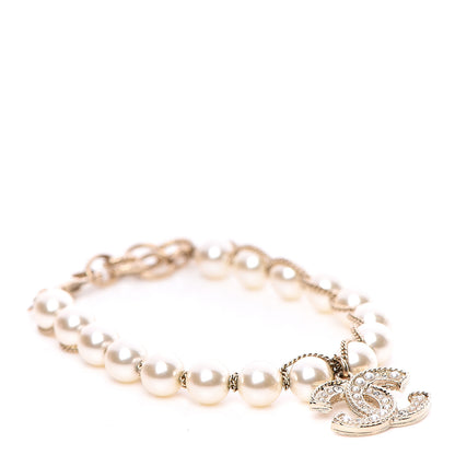 Chanel Crystal Pearl CC Bracelet Gold 1 of 3