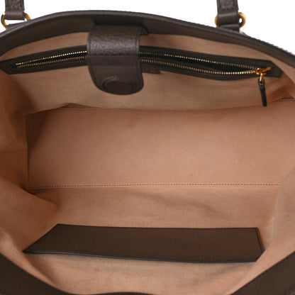 Gucci GG Supreme Monogram Textured Calfskin Web Medium Ophidia Shopping Tote Beige Ebony New Acero 5 of 9