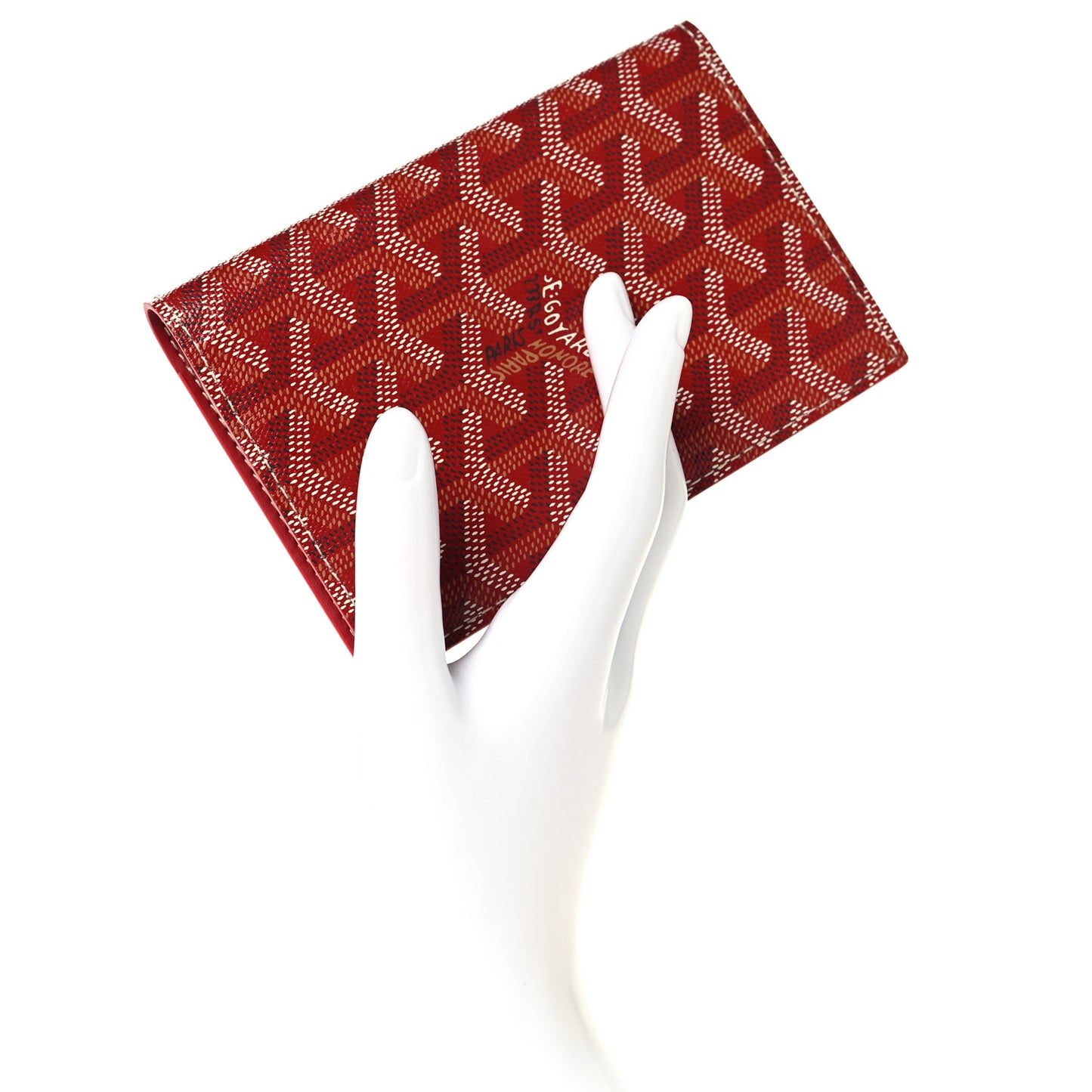 Goyardine Grenelle Passport Wallet Red