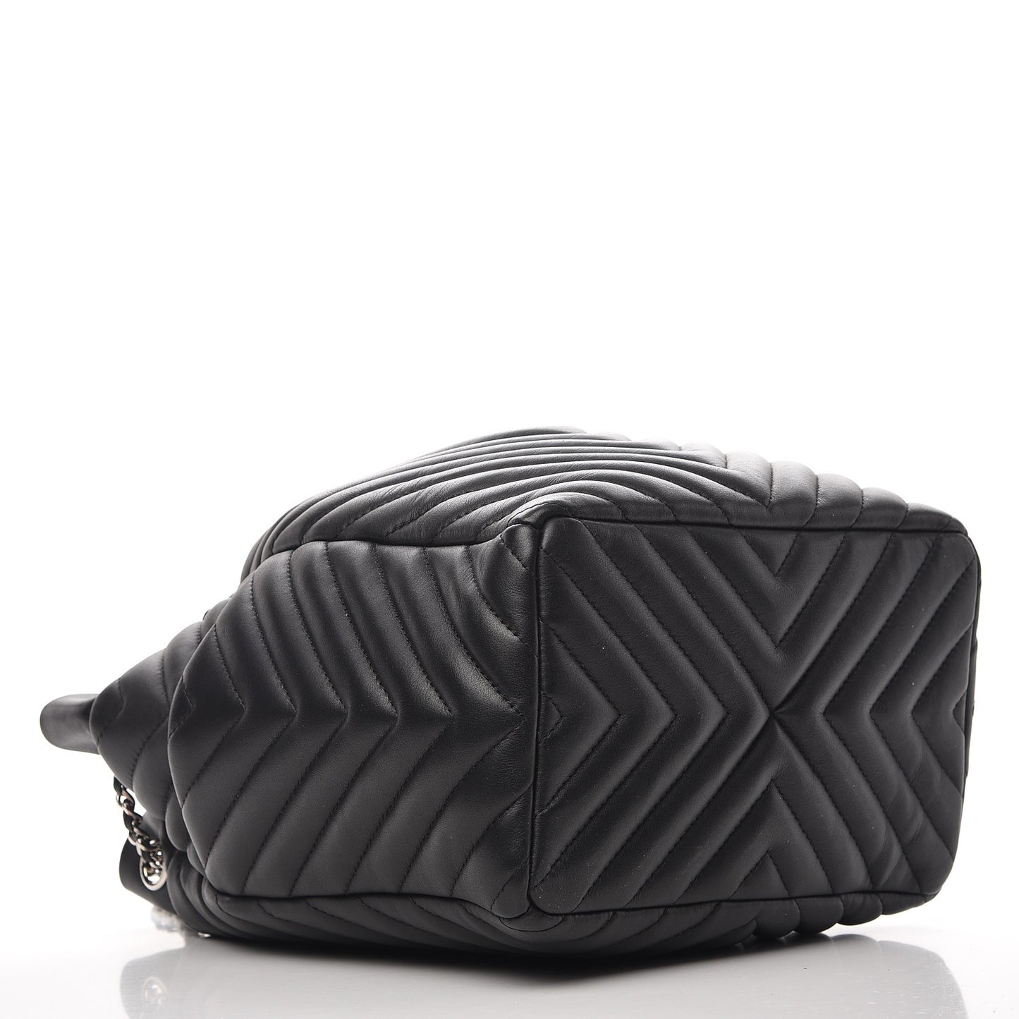 Lambskin Chevron Small Urban Spirit Drawstring Bag Black