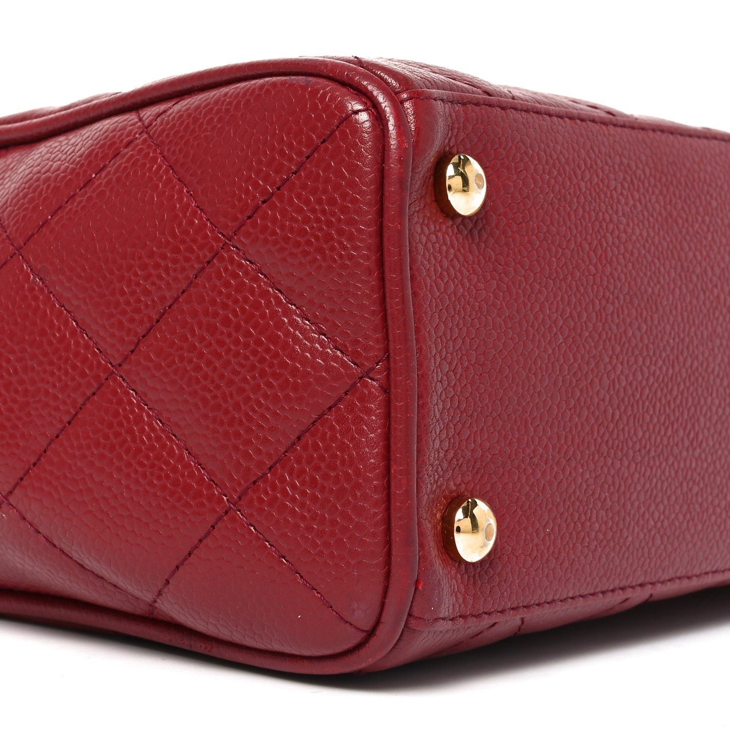 Caviar Quilted Small Bowler Dark Red