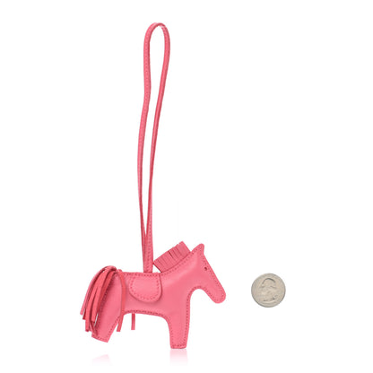 Hermes Milo Lambskin Grigri Rodeo Horse Bag Charm PM Rose Azalee 2 of 5