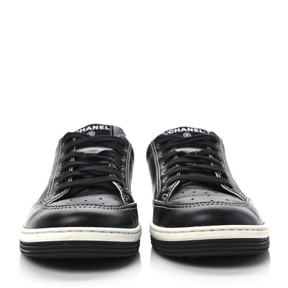 Chanel Calfskin Womens Logo Sneakers 39.5 Black White 2 of 9