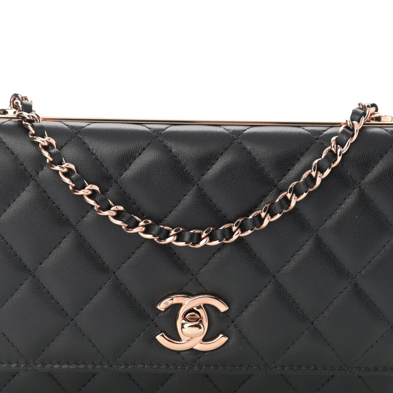 Chanel Lambskin Quilted Trendy CC Wallet On Chain WOC Black 9 of 12