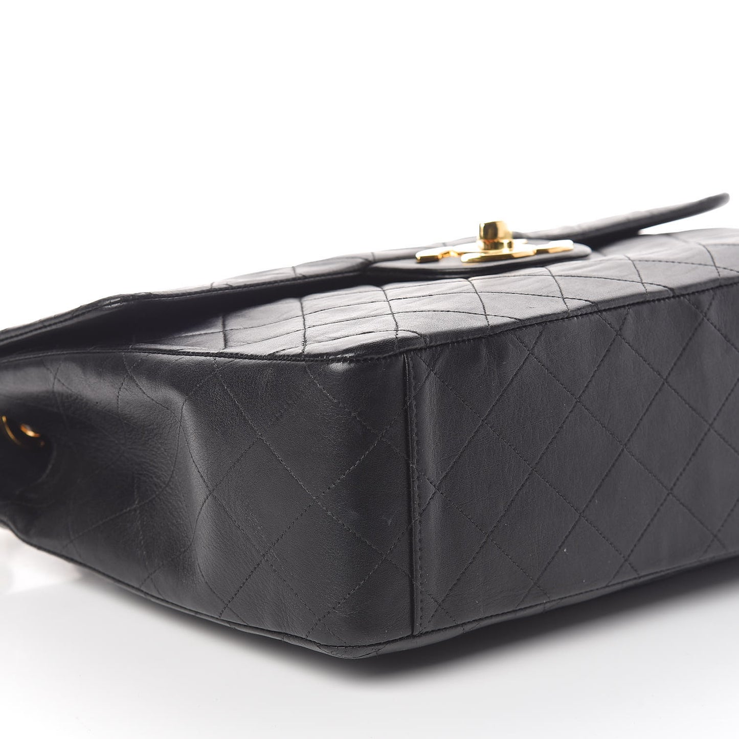 Lambskin Quilted XL Jumbo Single Flap Black