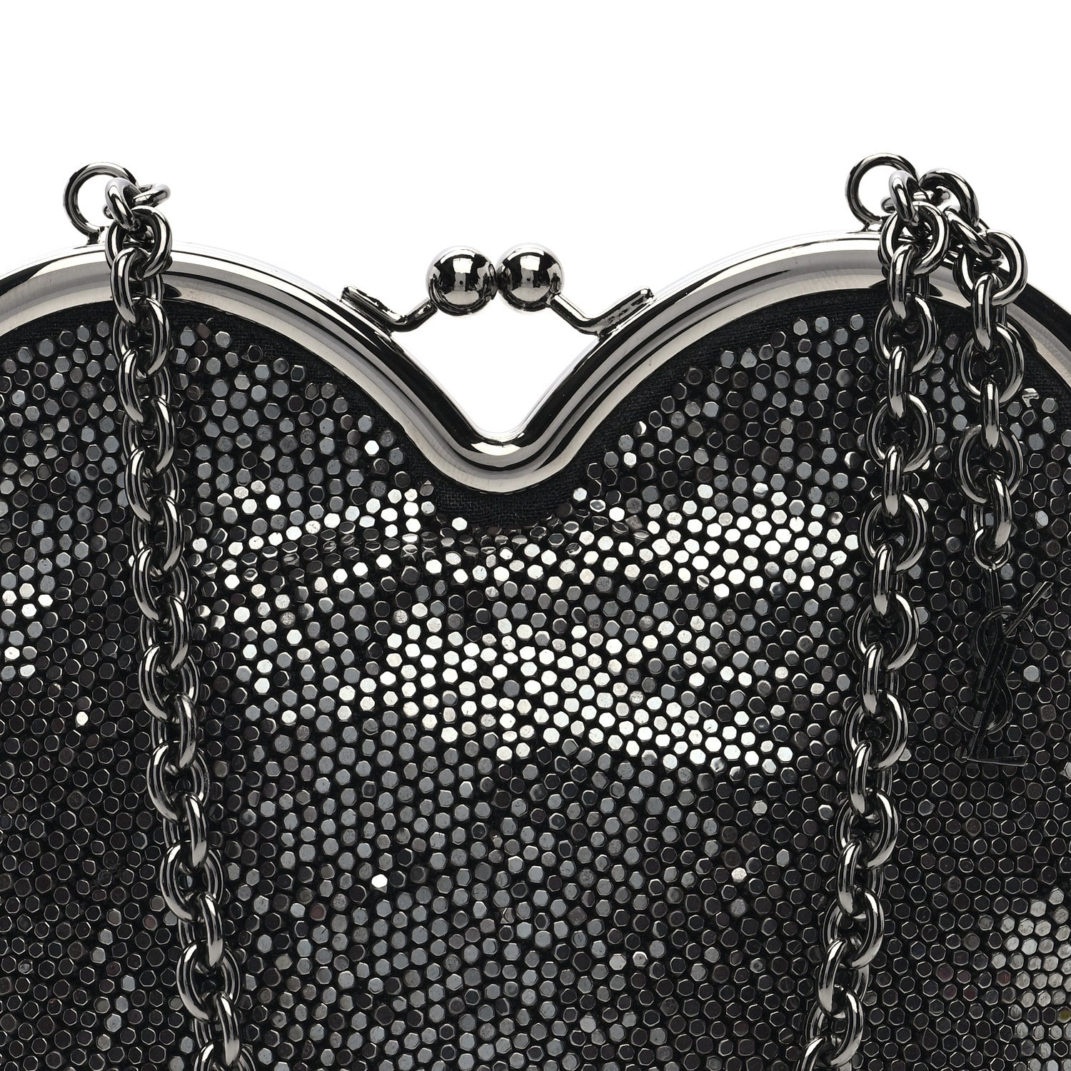Saint Laurent Satin Mesh Studded Mini Heart Bag Dark Rutenio 7 of 10