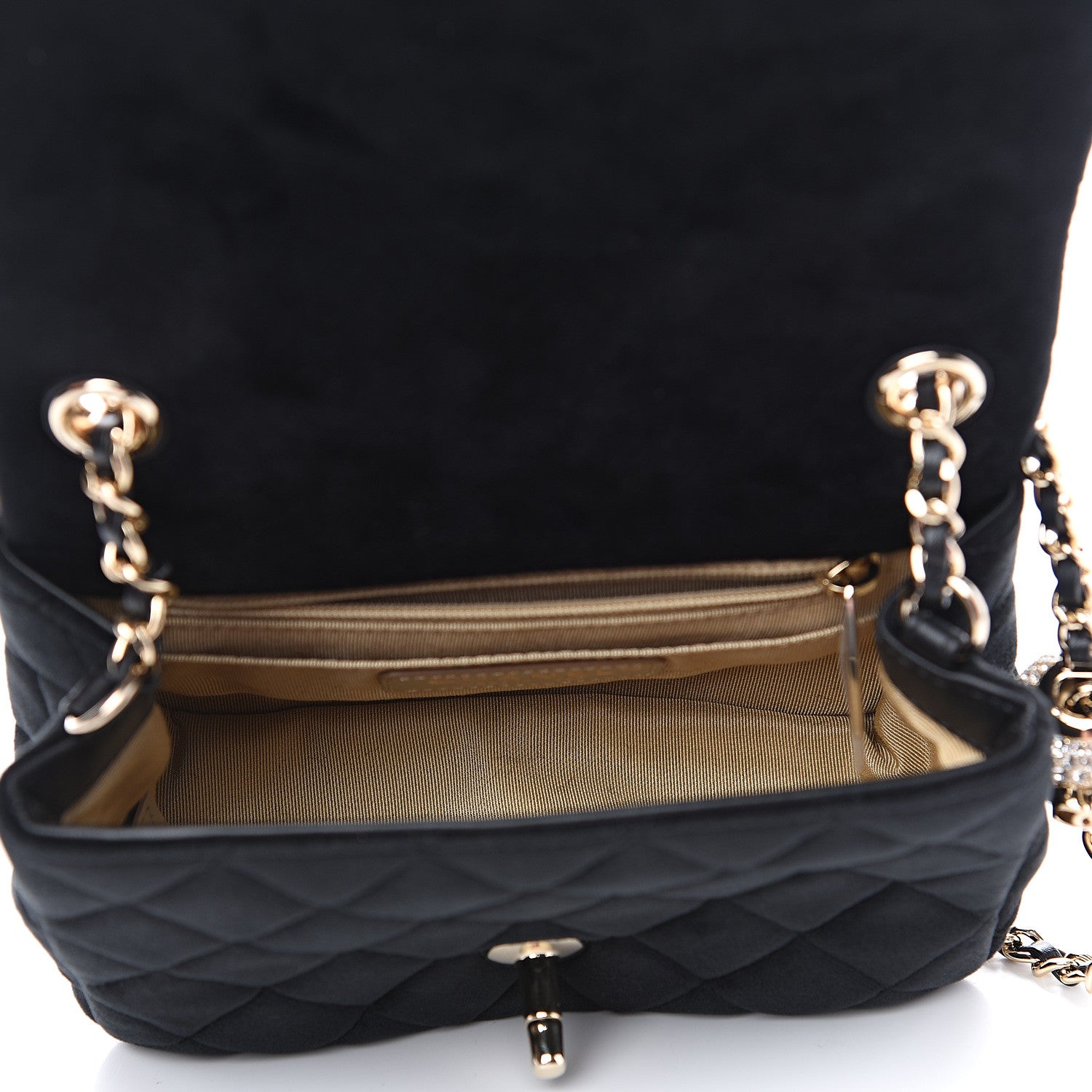Chanel Velvet Quilted Mini Pearl Crush Flap Black 4 of 9