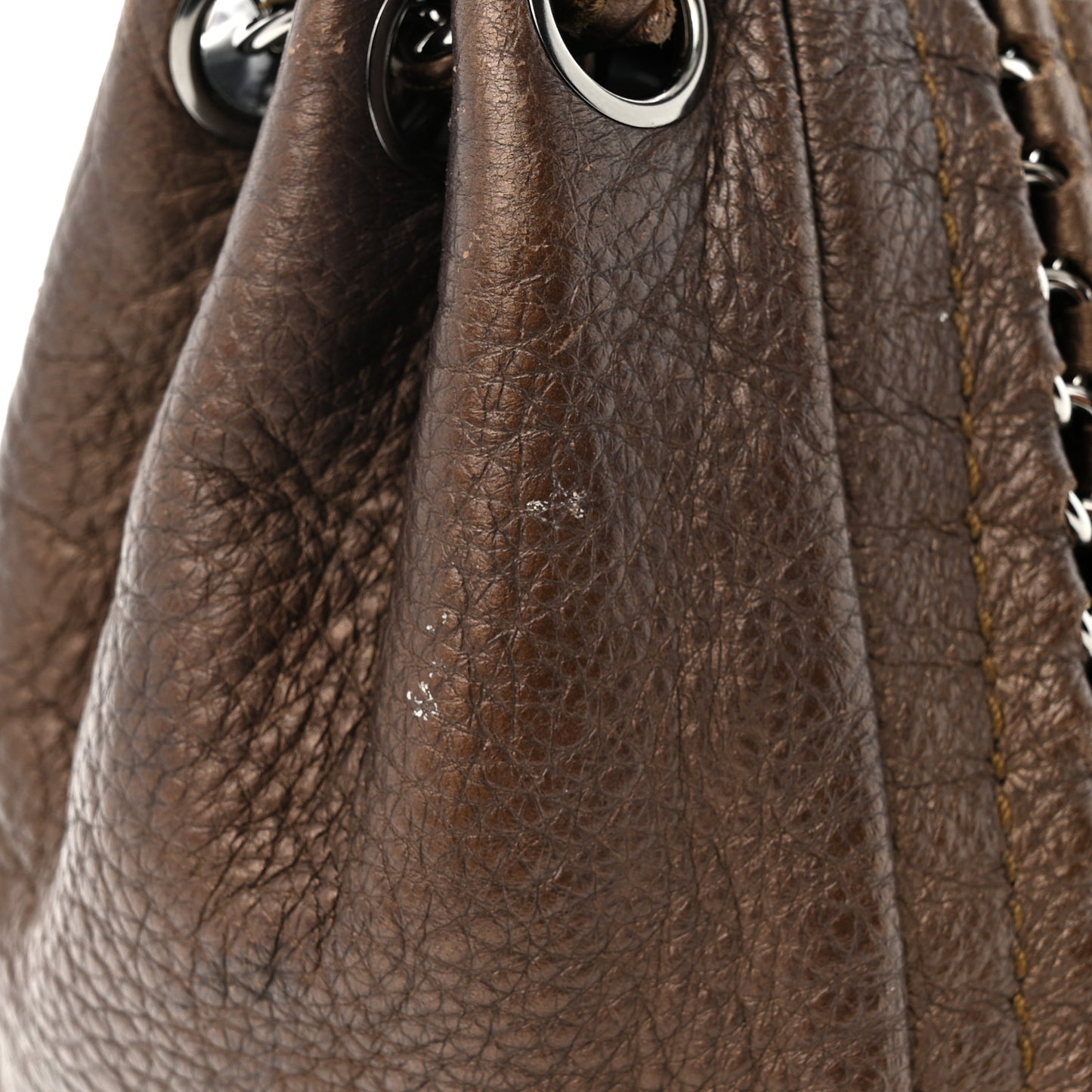 Metallic Deerskin Small Luxe Ligne Flap Bronze