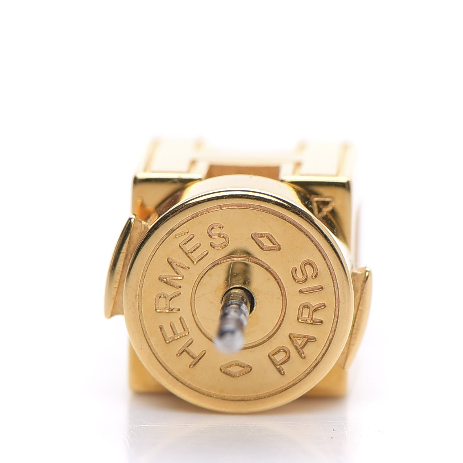 Hermes Gold Lacquered Cage d'H Earrings Orange 3 of 3