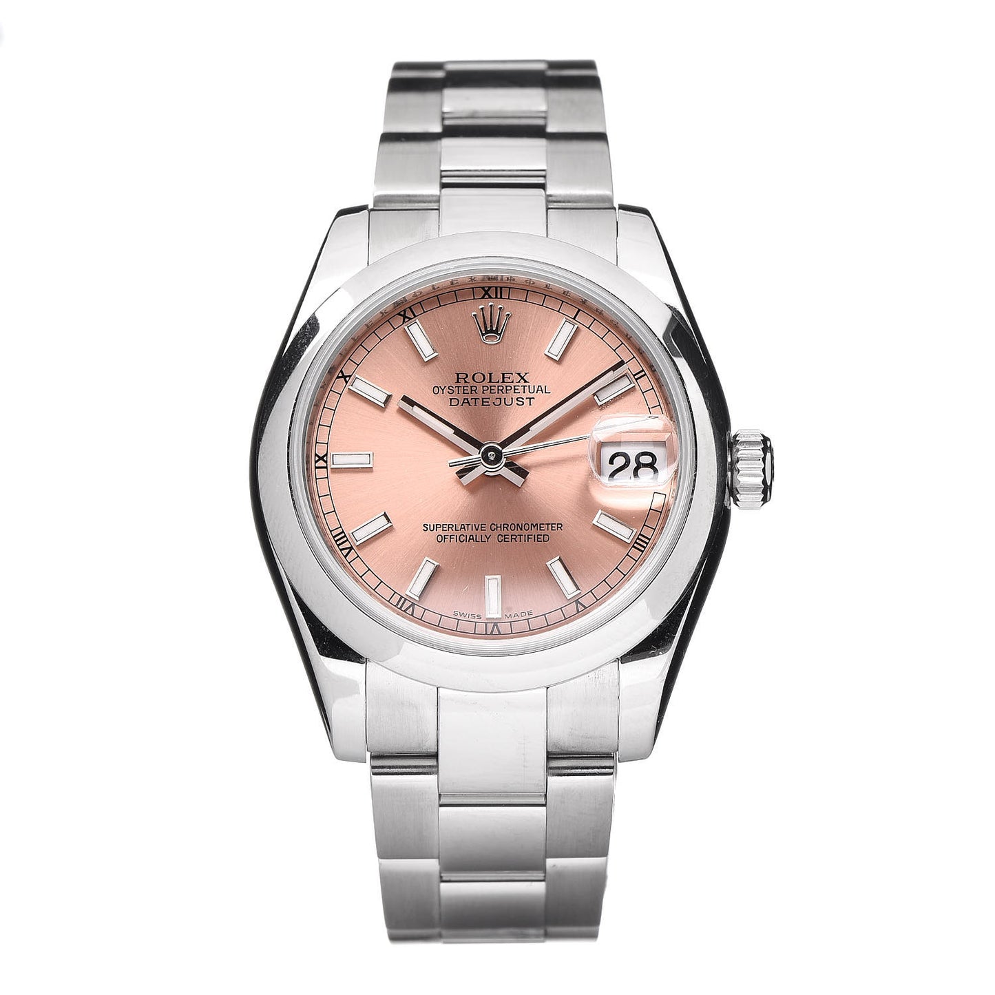 Stainless Steel 31mm Oyster Perpetual Datejust Watch Pink 178240