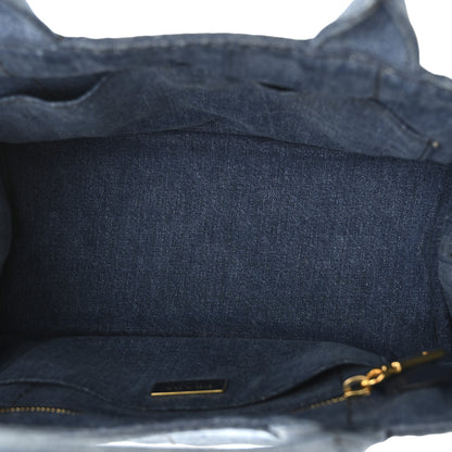 Prada Denim Small Logo Tote Bleu 5 of 10