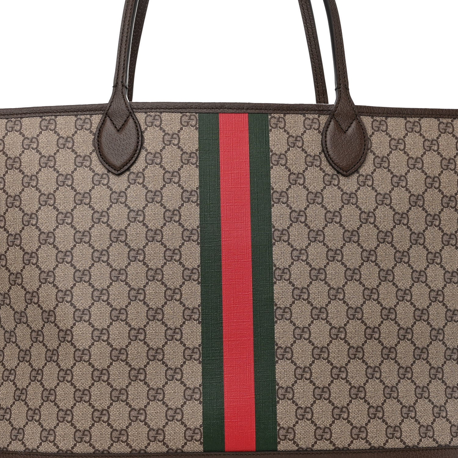 Gucci GG Supreme Monogram Textured Dollar Calfskin Web Large Ophidia Tote Beige Ebony New Acero 9 of 11