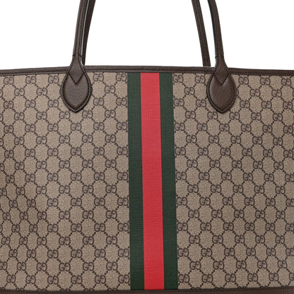 Gucci GG Supreme Monogram Textured Dollar Calfskin Web Large Ophidia Tote Beige Ebony New Acero 9 of 11