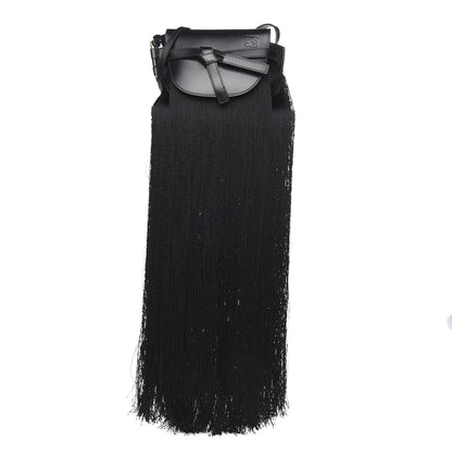 Loewe Calfskin Mini Fringe Gate Crossbody Bag Black 3 of 11