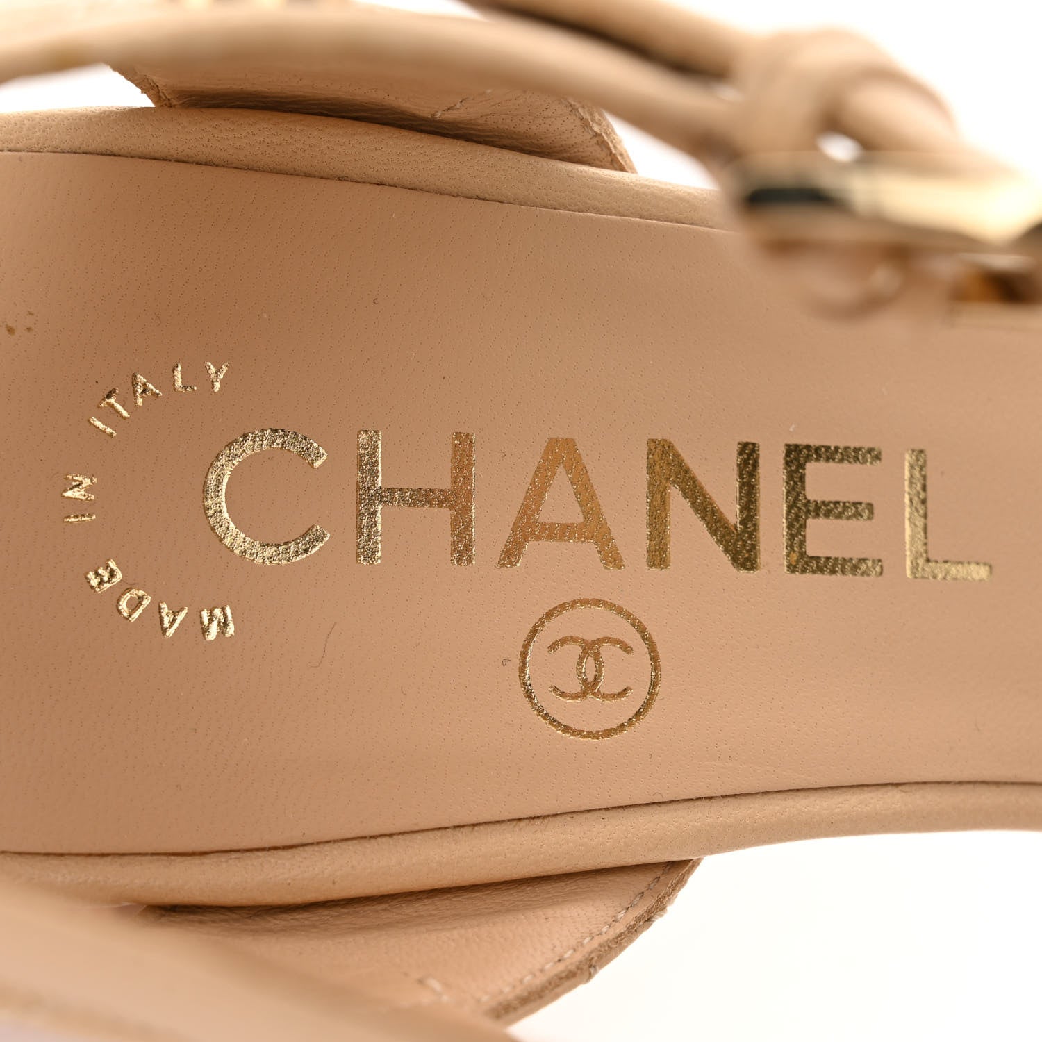 Chanel Lambskin Quilted Sandals 37 Beige 6 of 13