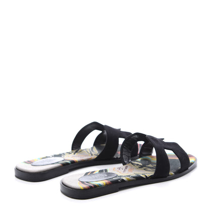 Hermes Suede Goatskin Oran Sandals 39 Black 4 of 10