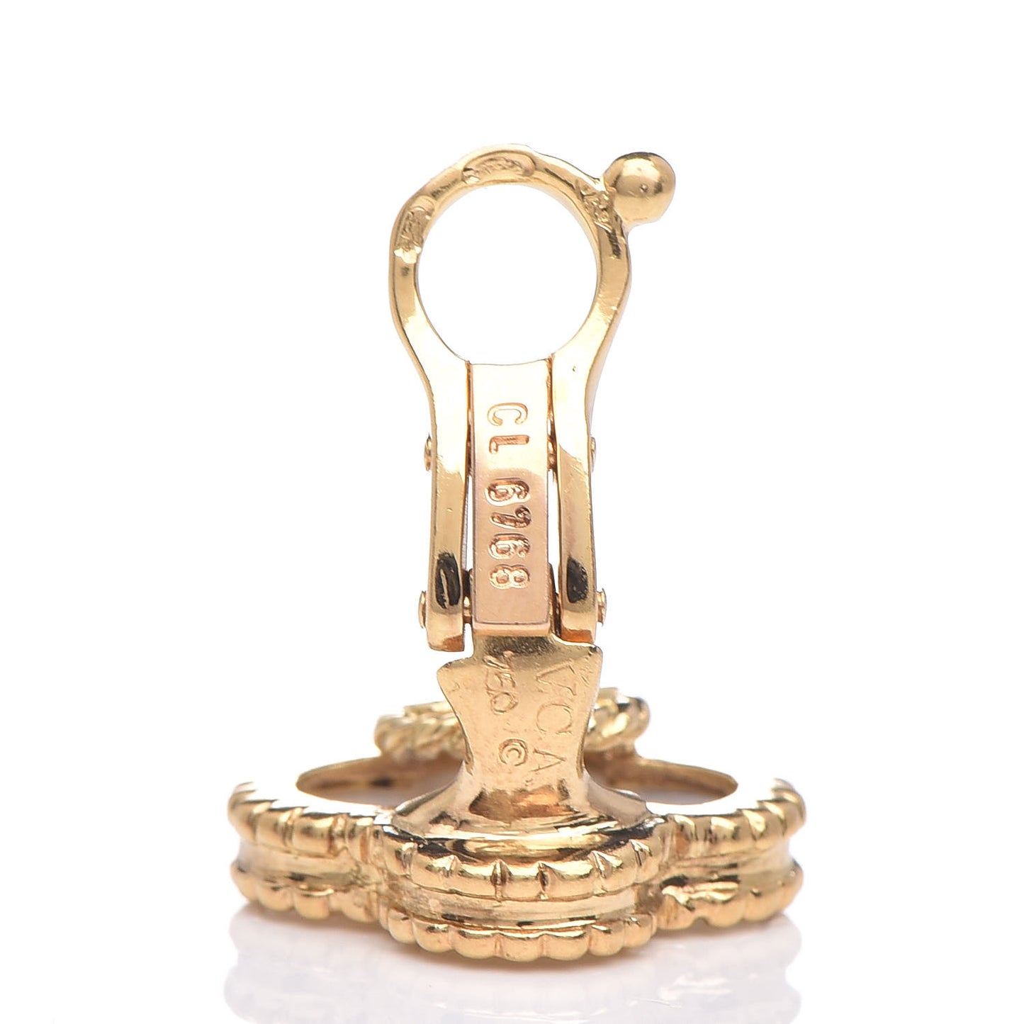 18K Yellow Gold Mother of Pearl Vintage Alhambra Clip-On Earrings