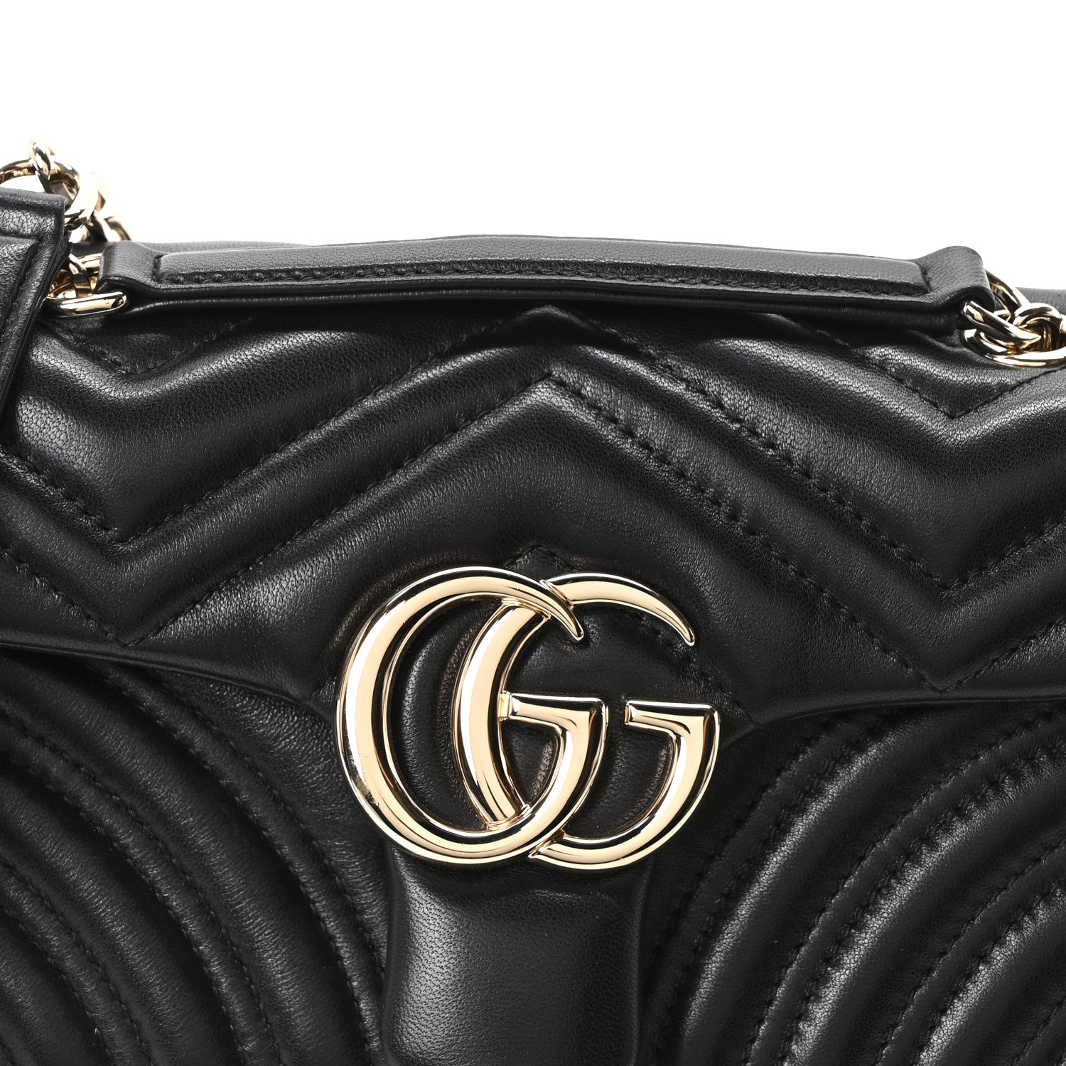 Gucci Lambskin Matelasse Small GG Marmont Shoulder Bag Black 8 of 11