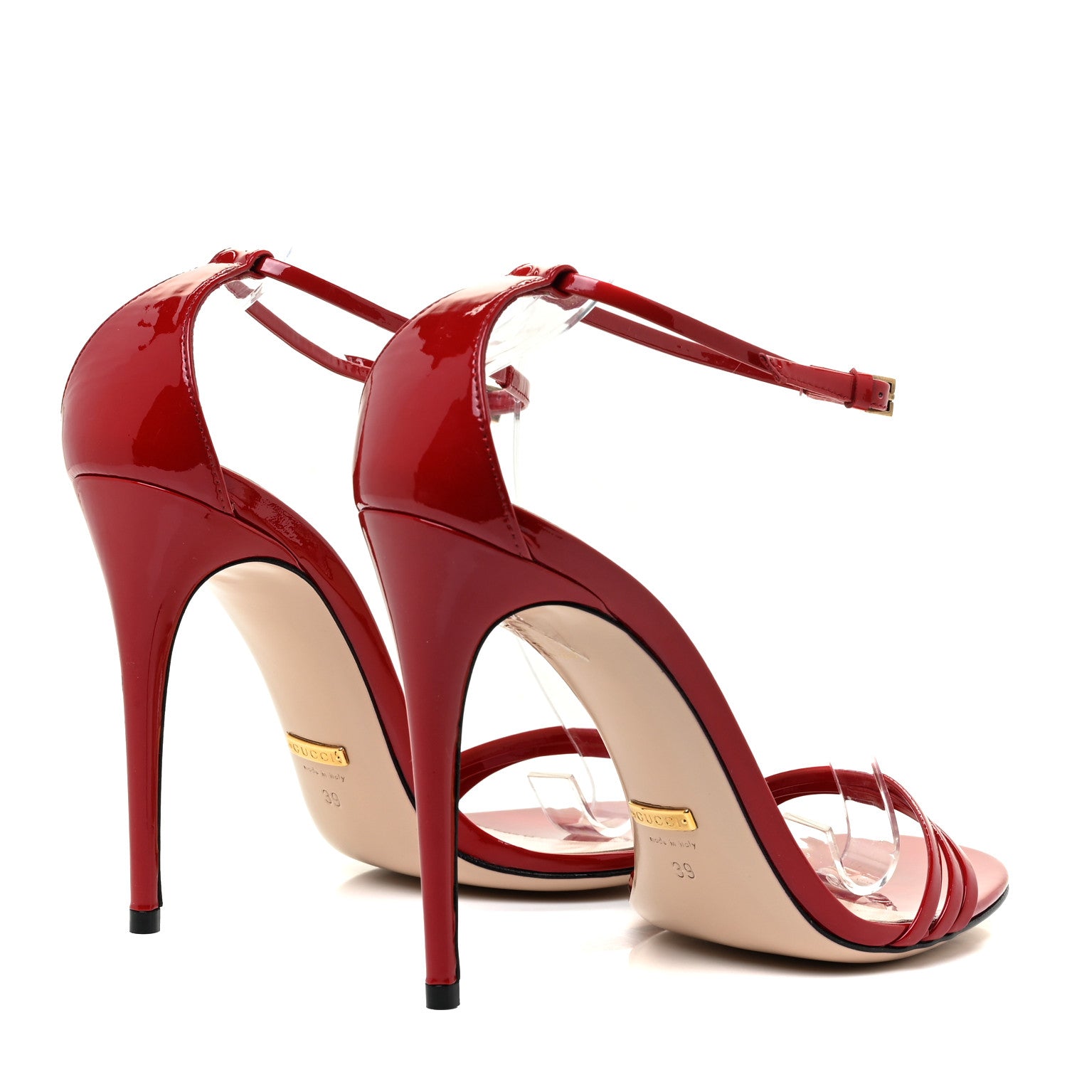 Gucci Patent Crystal Removable Bow Sandals 39 Red 4 of 11