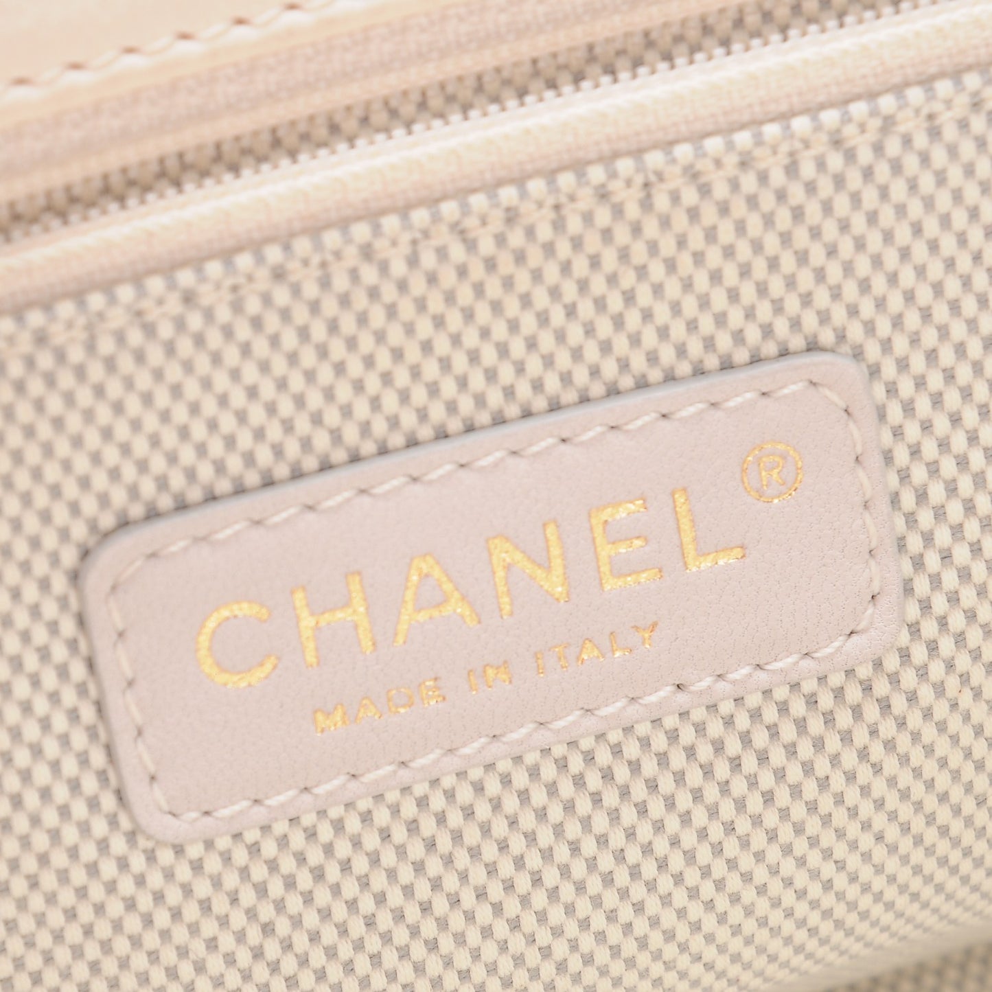Calfskin Quilted Retro Chain Flap Beige